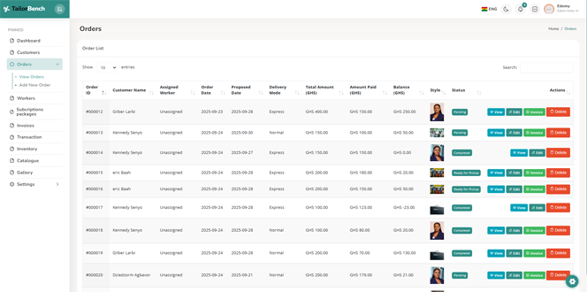 TailorBench Order Managements